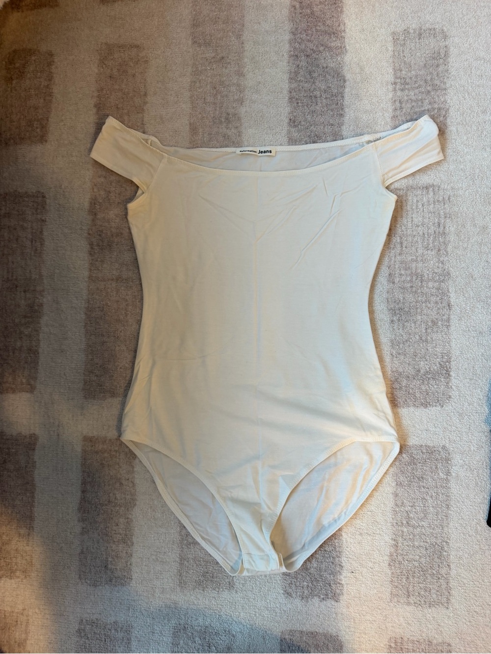 Reformation Cream Off-Shoulder Bandeau Bodysuit